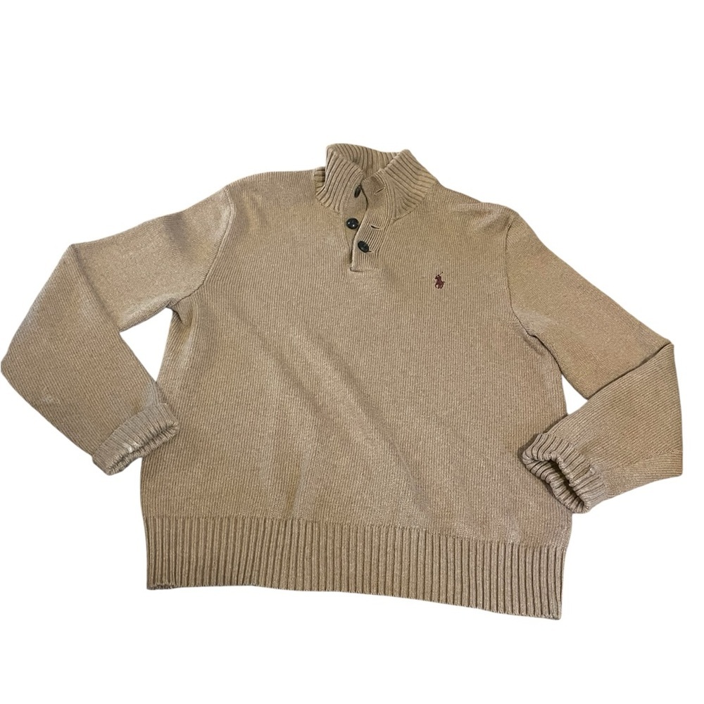 Polo Ralph Lauren men's 3-button mock neck Old Money sweater- M‎